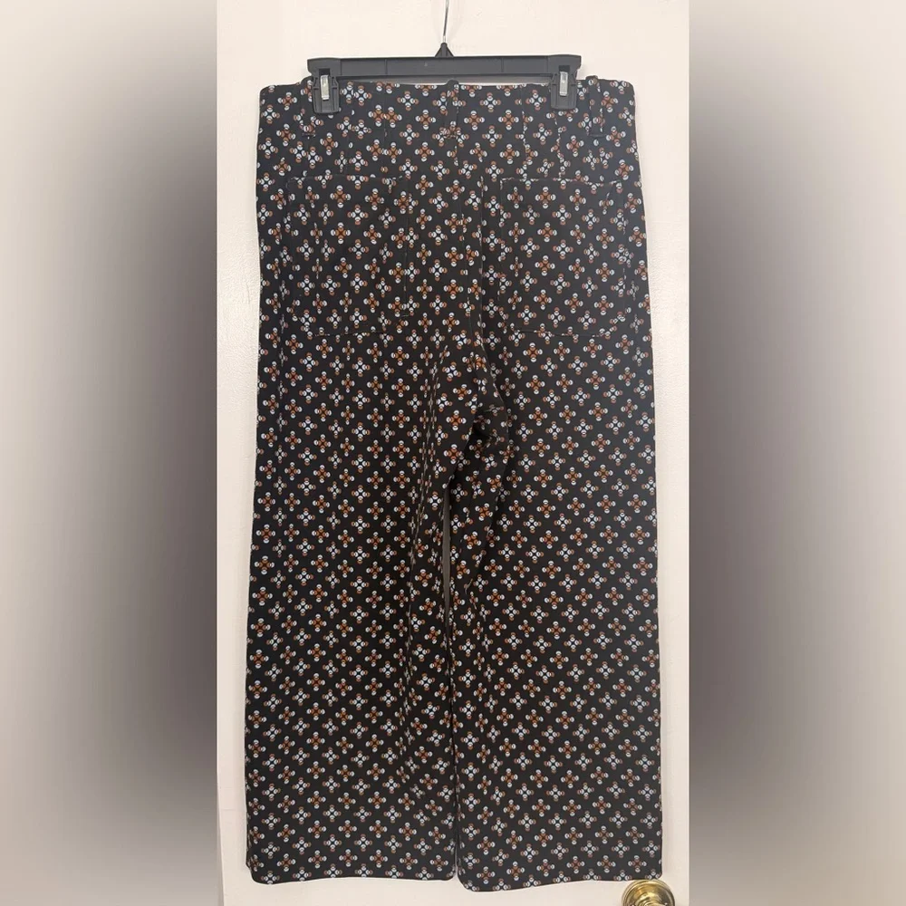Maeve The Collette Cropped Wide Leg Geometric Pattern Black Size 32 - Picture 3 of 8